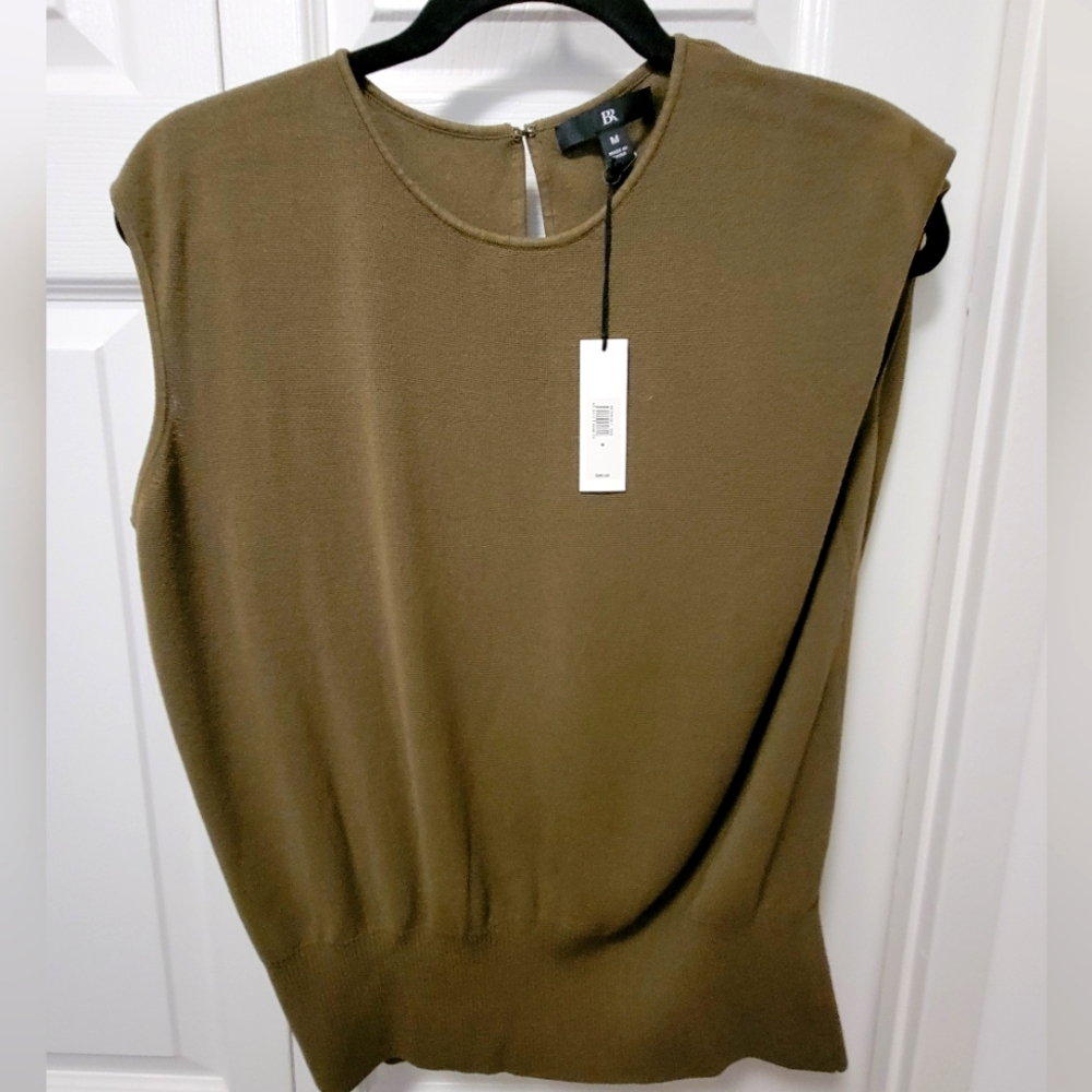 Silvia Drape-Back Tank M Olive Green Banana Republic